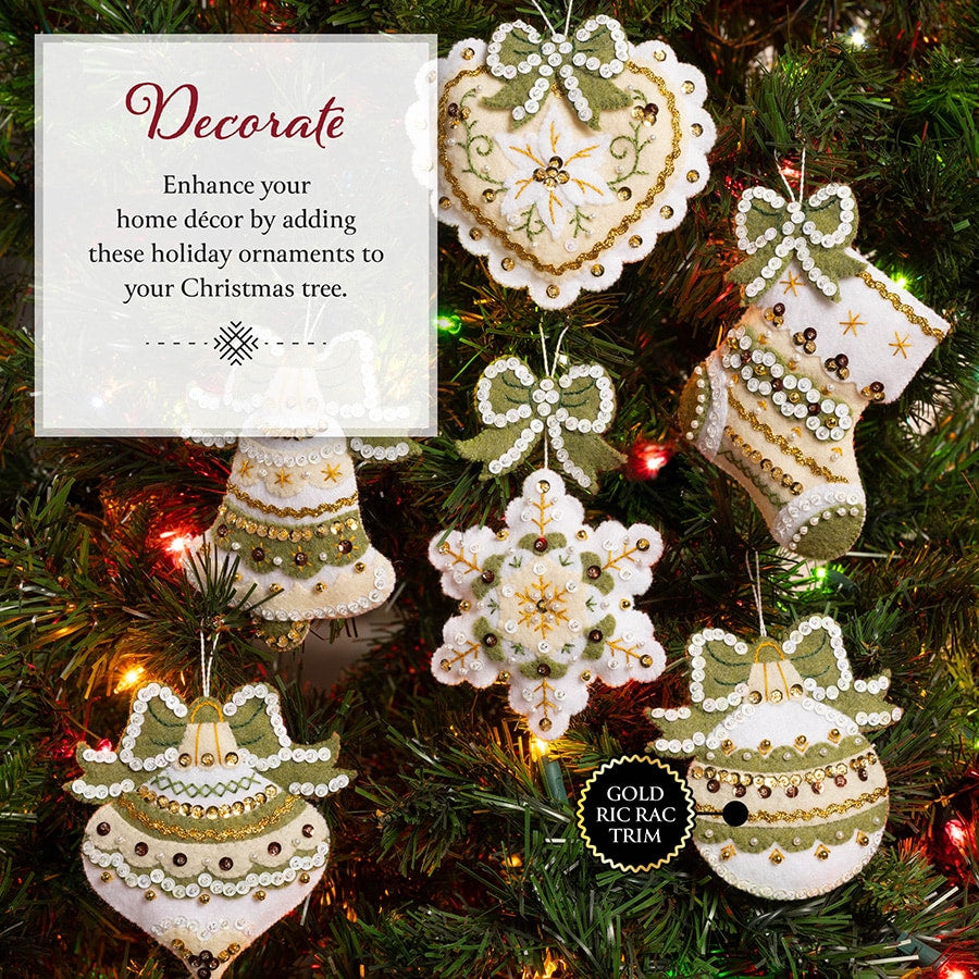 Bucilla Holiday Glitz Felt Ornaments Set of 6