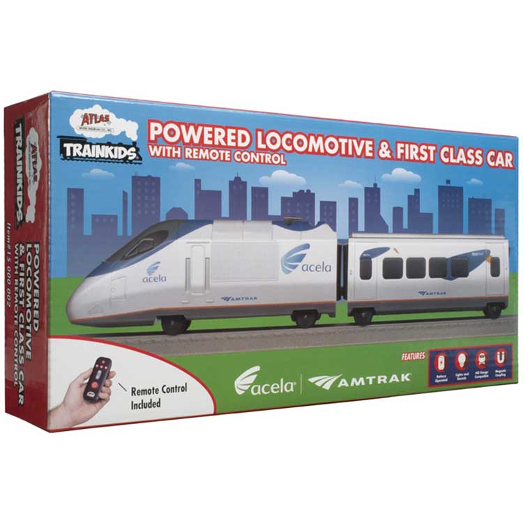 150-15000002 Trainkids - Locomotive & First Class Car Add-On Set for Battery-Powered Train -- Amtrak Acela