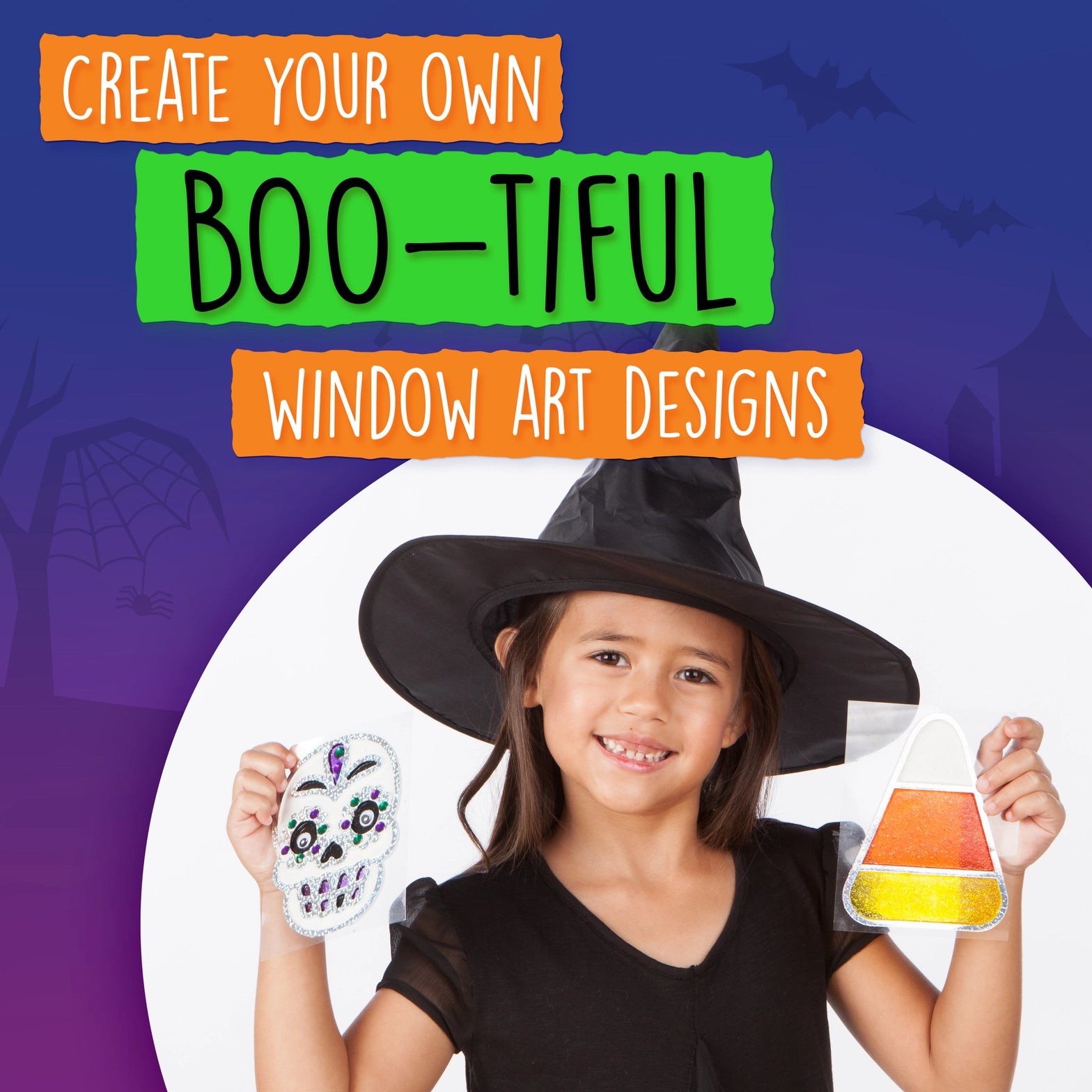 Halloween Easy Sparkle Window Art Craft Kit for Kids