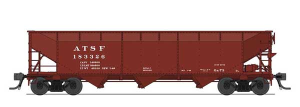 187-8102 AAR 70-Ton 3-Bay Hopper w/Load - Ready to Run -- Santa Fe #183357 (GA-73, Boxcar Red)