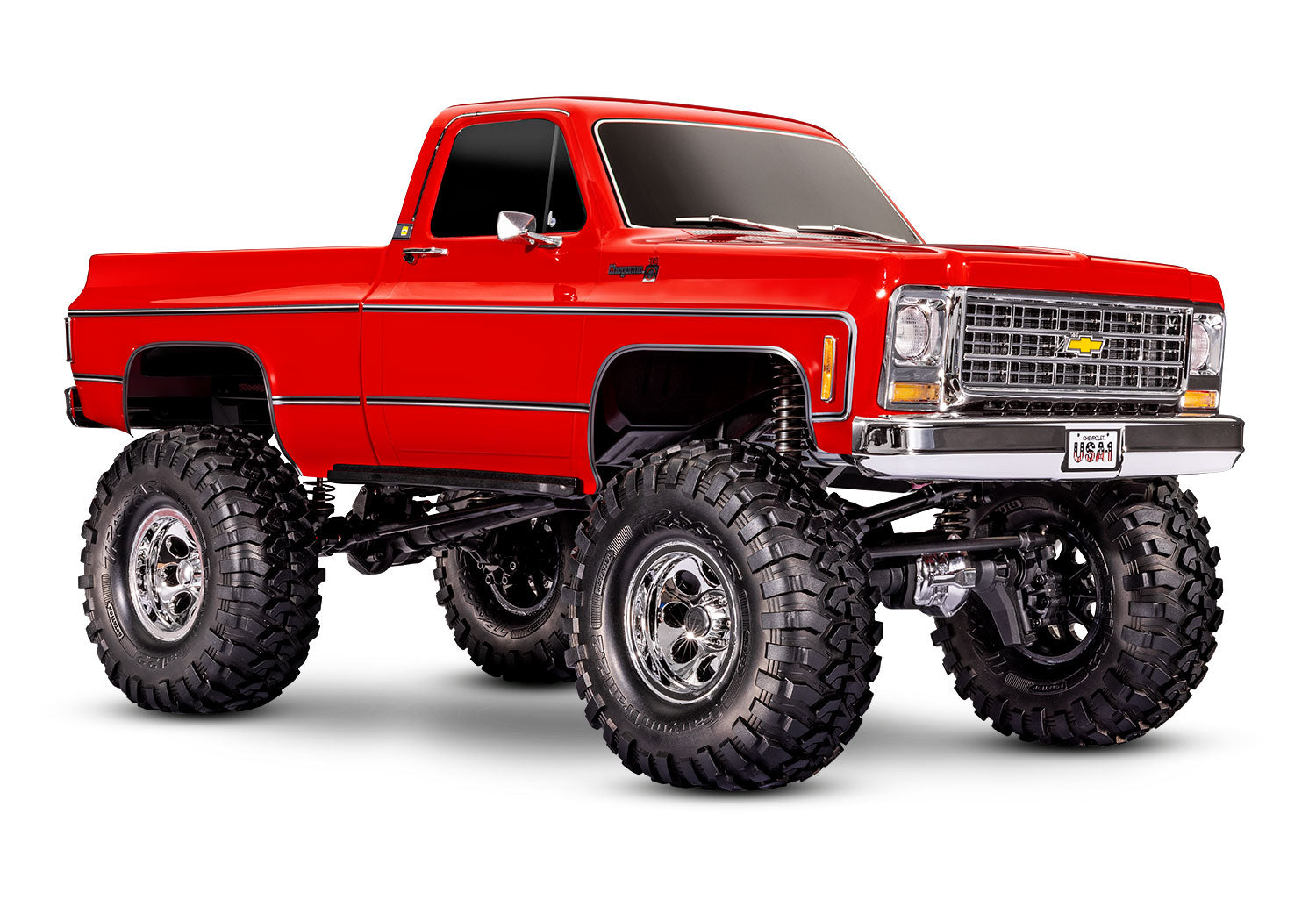 92056-4 RED TRX-4® High Trail Edition™ with 1979 Chevrolet® K10 Truck Body: 4WD Electric Truck with TQi™