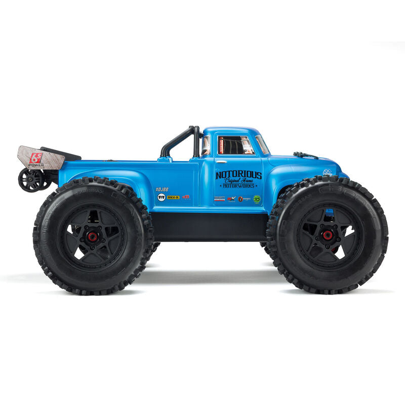 ARA8611V5T2	NOTORIOUS 6S 4WD BLX 1/8 Stunt Truck RTR Blue