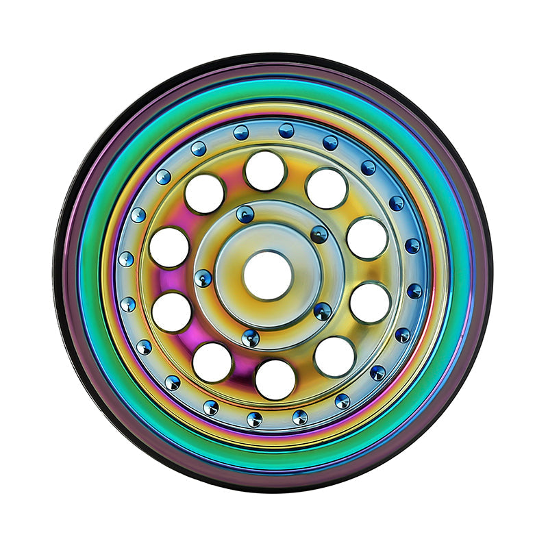 INJORA 1.0" 39g/pcs Brass Beadlock Wheels Negative Offset 2.65mm for 1/24 1/18 RC Crawlers (W1008) - Rainbow