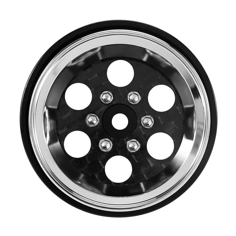 INJORA 1.3" ModuWheel Silver Beadlock Wheels Negative Offset for 1/18 1/24 RC Crawlers - 6 Hole Silver Wheels