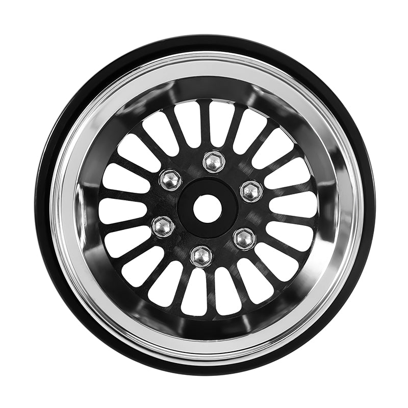 INJORA 1.3" ModuWheel Silver Beadlock Wheels Negative Offset for 1/18 1/24 RC Crawlers - 18 Spoke Silver Wheels