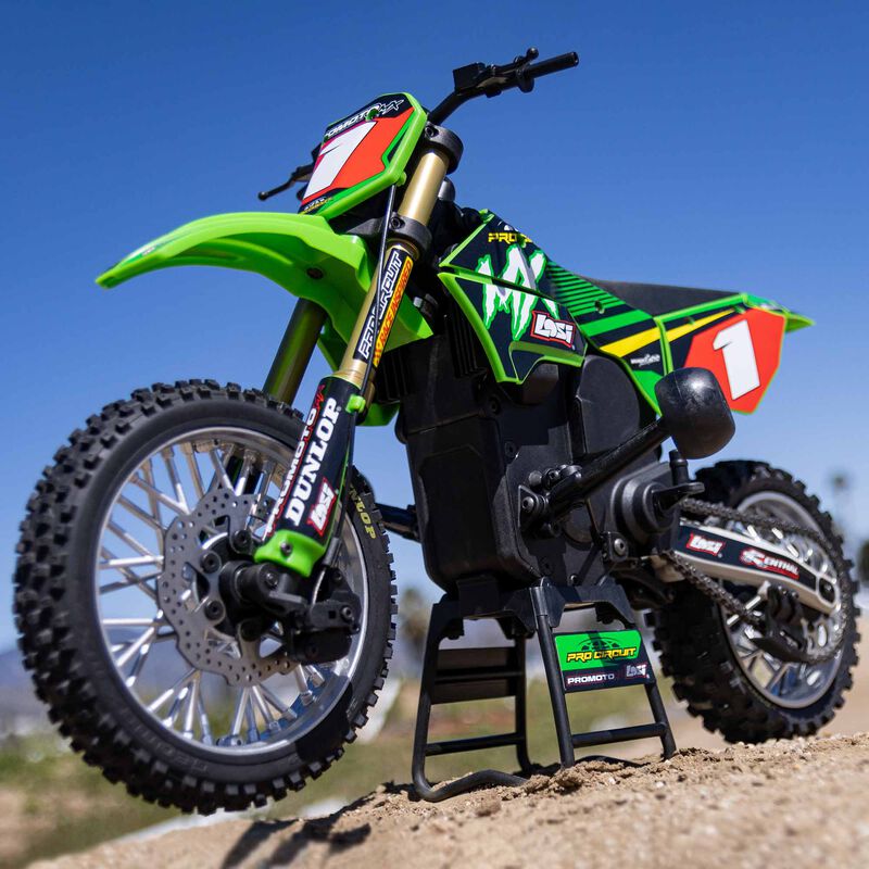 LOS06002	Promoto-MX 1/4 Motorcycle RTR Combo, Pro Circuit -- Green