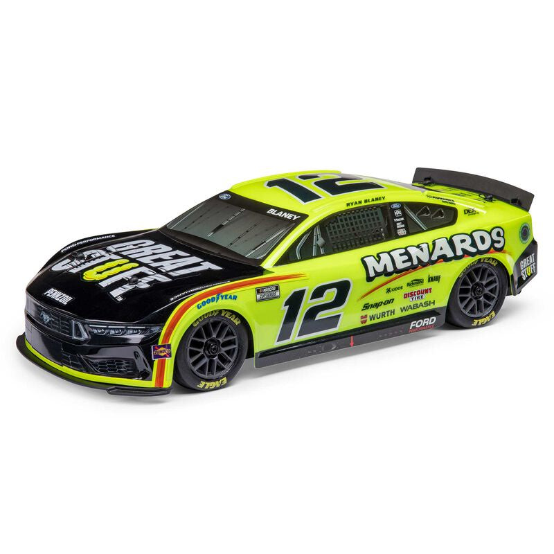 LOS1122412 1/12 NASCAR RC Racecar Ryan Blaney No. 12 2024 Menards Ford Mustang 2S AWD RTR Brushed On-Road (Battery & Charger Included), Yellow