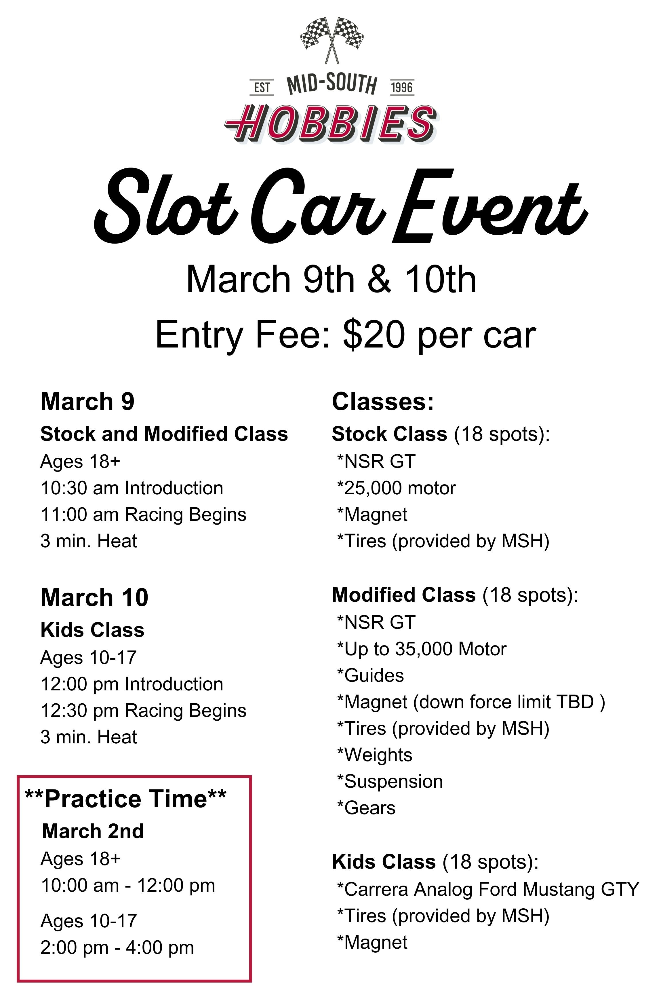 MSH SLOT CAR EVENT - MODIFIED CLASS