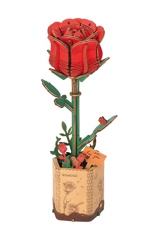 TW042 Red Rose Robotime Rowood Diyd Wooden Flower 3D Puzzles