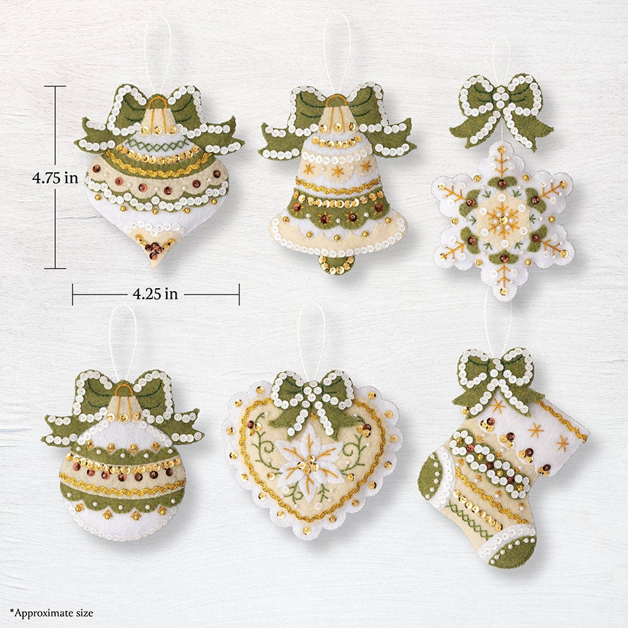 Bucilla Holiday Glitz Felt Ornaments Set of 6