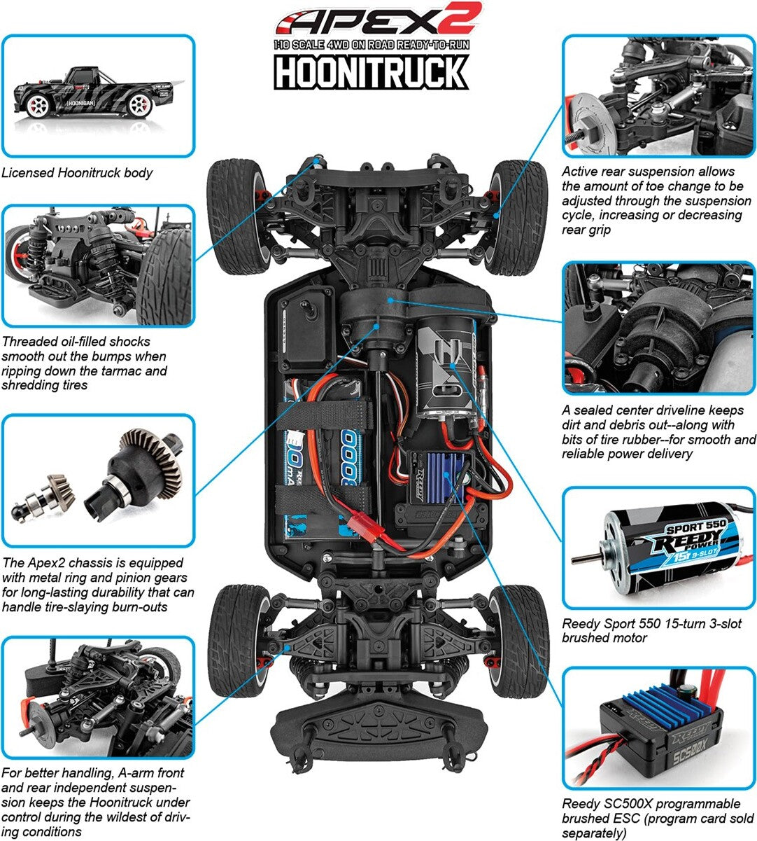 Apex2 Hoonitruck 1/10 On-Road 4wd RTR Kit - Combo