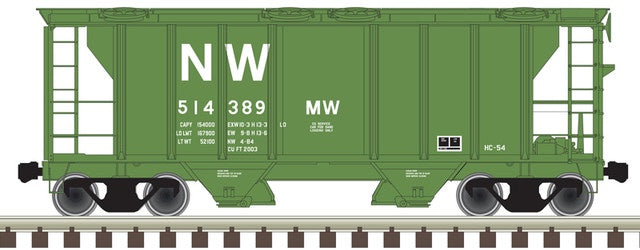 20006563 PS-2 2-Bay Covered Hopper - Ready to Run -- Norfolk & Western 514405 (MOW green, white, NW Logo)