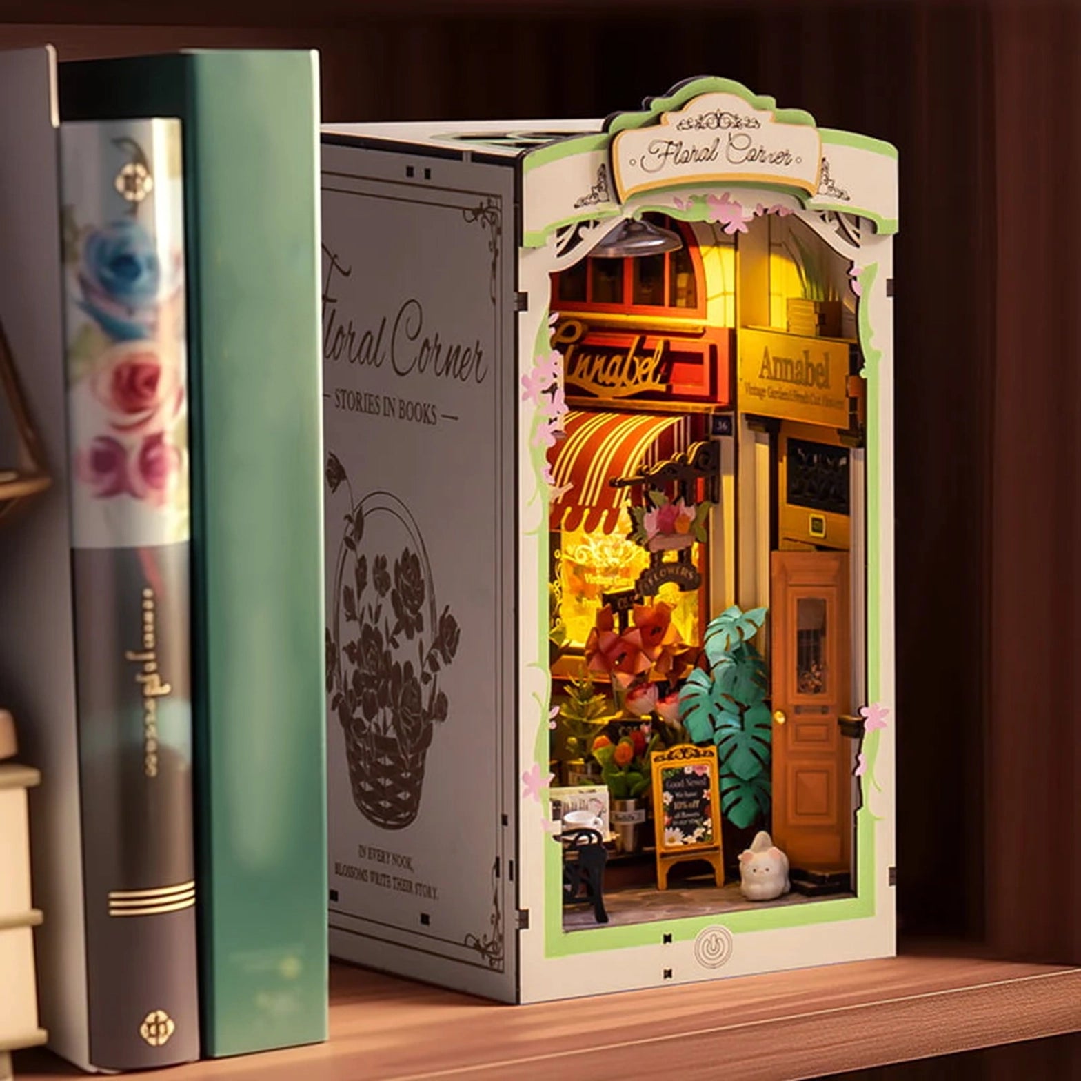 TGB09 Diy Book Nook Kit: Floral Corner with Dust Cover