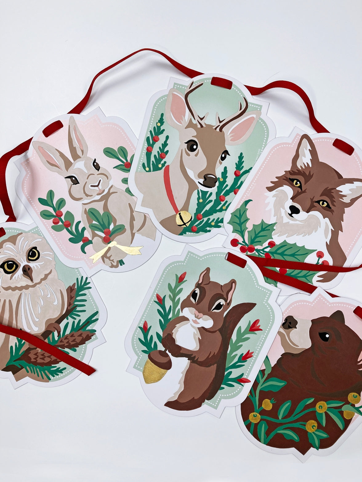 Holiday Forest Animals Paint-by-Numbers Hanging Banner Kit