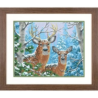 DMS-91806	Whitetail Deer Winter Paint by Number (14"x11")