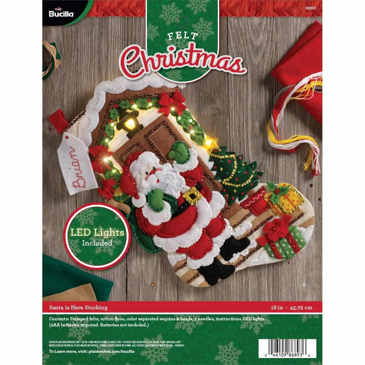 Bucilla Santa Is Here Felt Stocking 18"