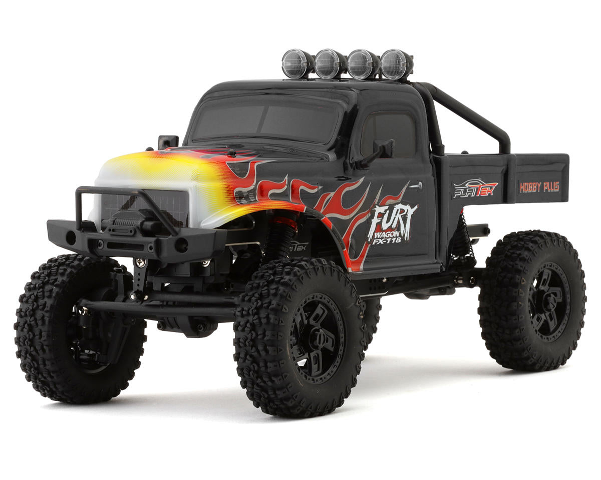 FTK-FUR-2411 Furitek FX118 Fury Wagon 1/18 RTR Brushless Rock Crawler (Black/Flames)