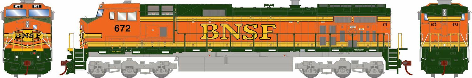 HO Dash 9-44CW Locomotive Sound-Ready, BNSF & Heritage II #672