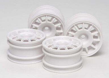 1/10 11-Spoke Front/Rear Racing Wheels 12mm Hex, White (4): M-Chassis