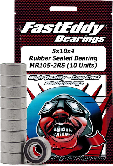 5x10x4 Rubber Sealed Bearing, MR105-2RS (10)