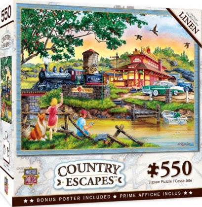 Country Escapes: Apple Express Train Station by Lake Puzzle (550pc) - MST-31932