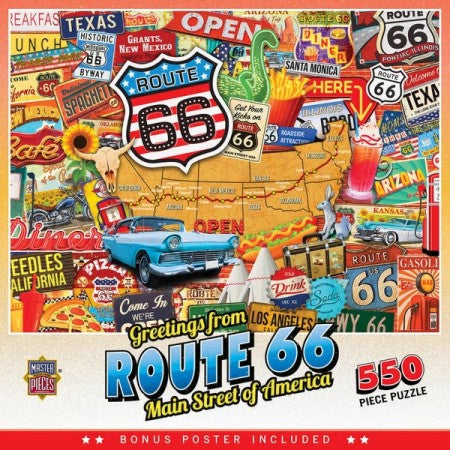 Greetings From: Route 66 Main Street of America Collage Puzzle (550pc) - MST-32024