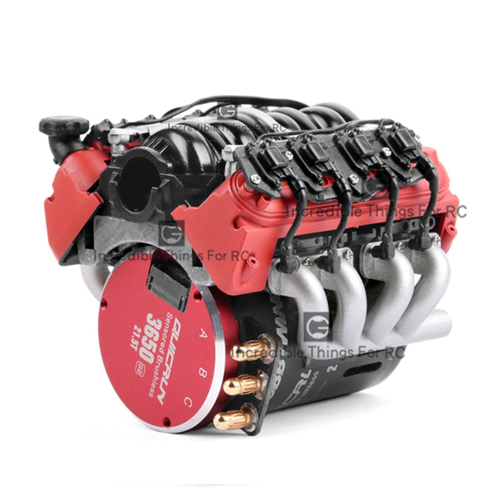 CRAW18304_SR INJORA LS7 V8 Simulate Engine Motor Cooling Fans Radiator Kit For 1/10 RC Crawler