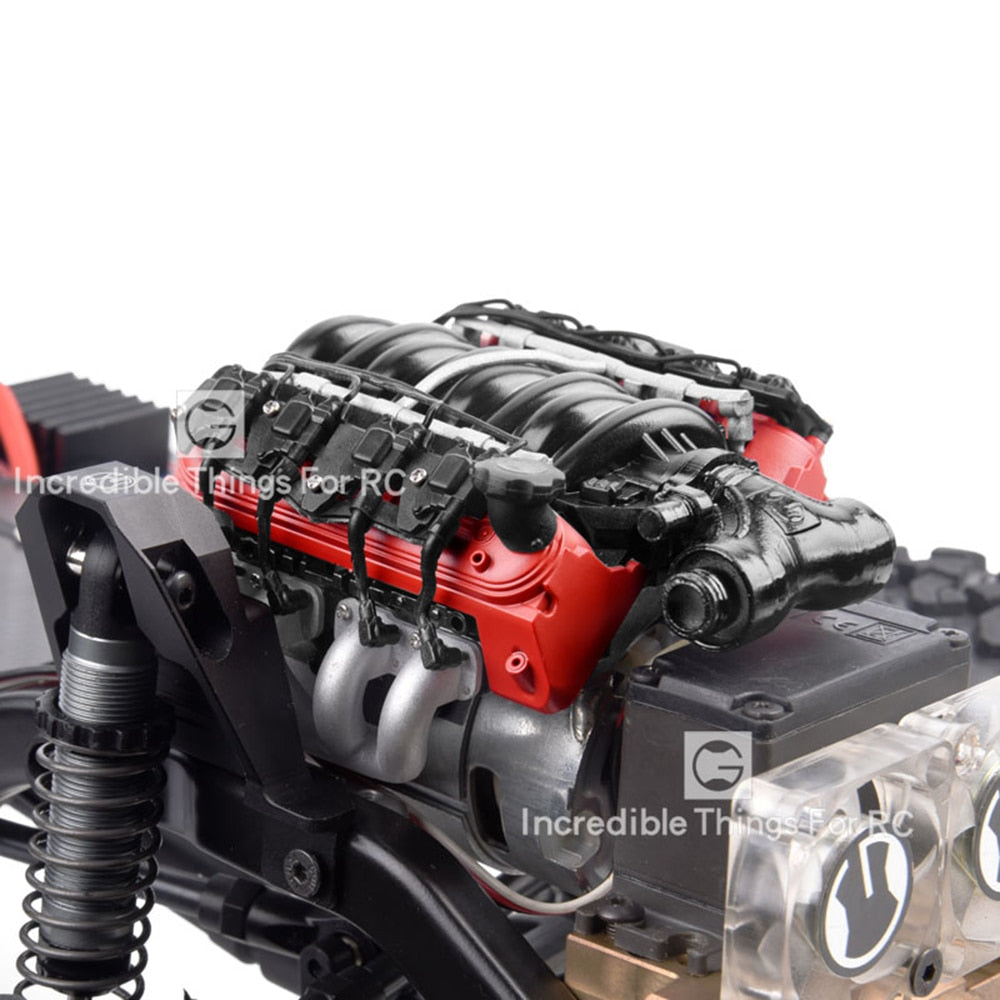 CRAW18304_SR INJORA LS7 V8 Simulate Engine Motor Cooling Fans Radiator Kit For 1/10 RC Crawler