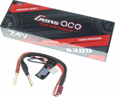 Gens Ace 2S1P 7.4V 5300mAh 60C LiPo Battery(Hard Case)(4mmBullet)(1pc)