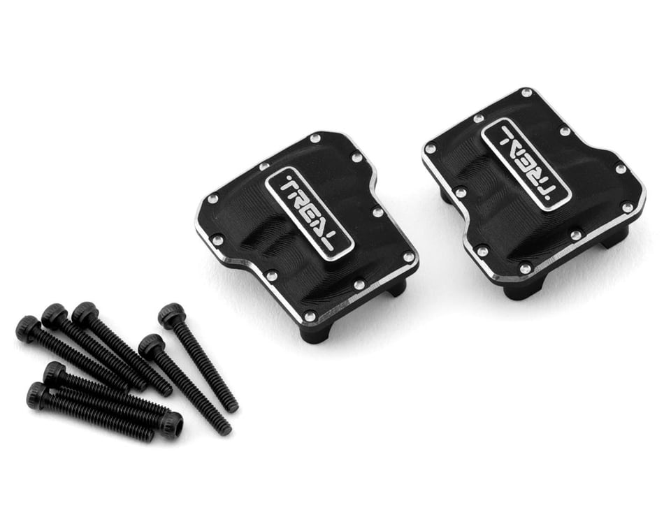 X003KUT8UB TREAL Aluminum 7075 Axle Diff Covers (2P) CNC Machined Upgrades for 1/18 TRX-4M Color: Black