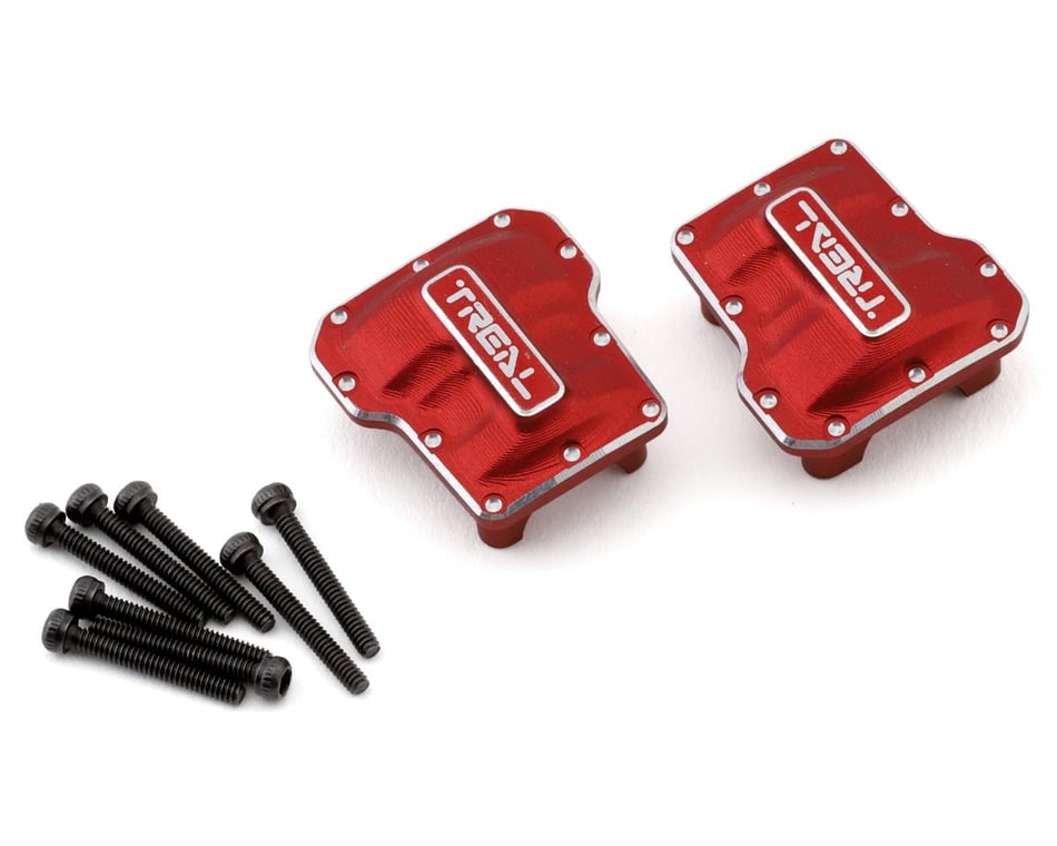 X003KUW3DZ TREAL Aluminum 7075 Axle Diff Covers (2P) CNC Machined Upgrades for 1/18 TRX-4M Color: Red