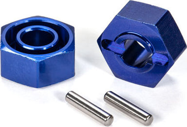 Wheel hubs, hex (blue-anodized, lightweight aluminum) (2)/ axle pins(4)