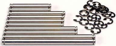 Suspension pin set, stainless steel (w/ E-clips)