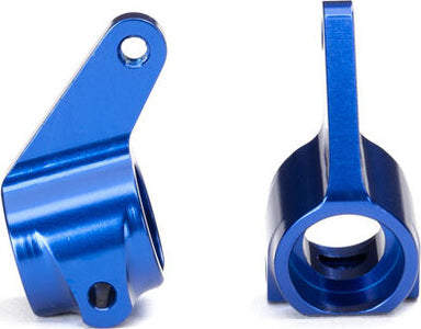 Steering blocks, Rustler/Stampede/Bandit (2), 6061-T6 aluminum (blue-anodized)/ 5x11mm ball bearings (4)