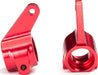 Steering blocks, Rustler/Stampede/Bandit (2), 6061-T6 aluminum (red-anodized)/ 5x11mm ball bearings (4)