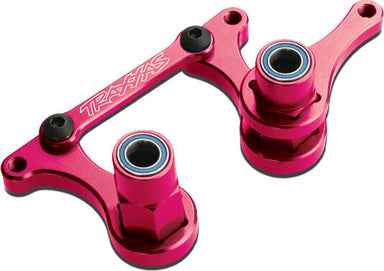 Steering bellcranks, drag link (pink-anodized 6061-T6 aluminum)/ 5x8mm ball bearings (4)/ hardware (assembled)