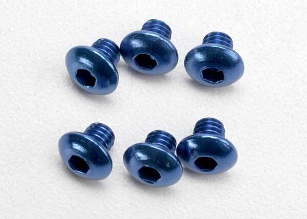 Screws, 4x4mm button-head machine, aluminum (blue) (hex drive) (6)