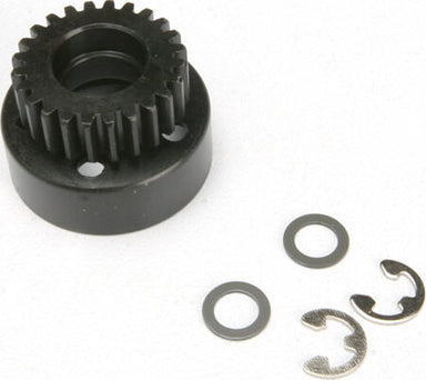 Clutch bell, (24-tooth)/ 5x8x0.5mm fiber washer (2)/ 5mm E-clip (requires #4611-ball bearings, 5x11x4mm (2))