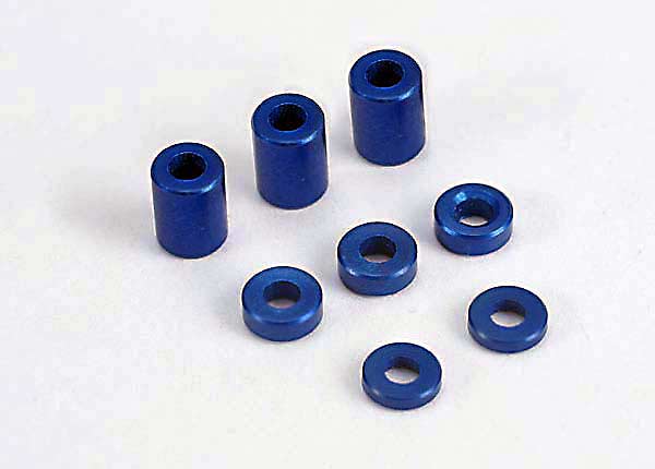 Blue-anodized, aluminum spacers (3x6x8mm) (3)/ (3x6x1.5mm) (2)/ 3x6x2.5mm) (4)