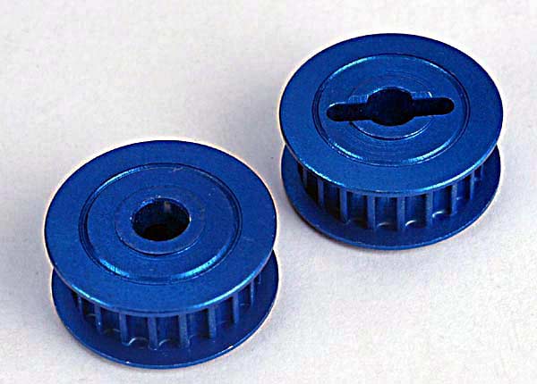 Pulleys, 20-groove (middle)(blue-anodized, light-weight aluminum) (2)/ flanges (2)