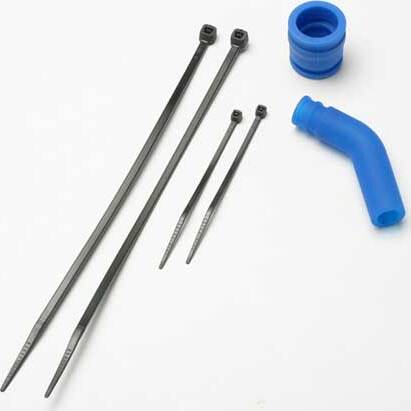 Pipe coupler, molded (blue)/ exhaust deflecter (rubber, blue)/ cable ties, long (2)/ cable ties, short (2)