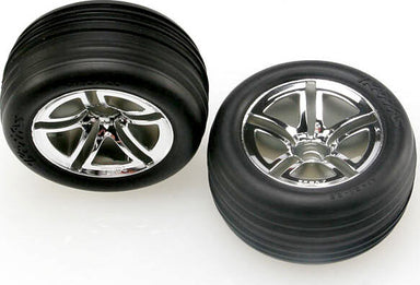 Tires & wheels, assembled, glued (2.8") (Twin-Spoke wheels, Alias ribbed tires, foam inserts) (nitro front) (2)