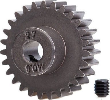 Gear, 27-T pinion (0.8 metric pitch, compatible with 32-pitch) (fits 5mm shaft)/ set screw