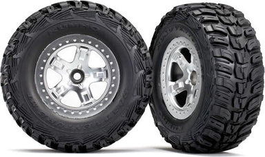 Tires & wheels, assembled, glued (SCT satin chrome, beadlock style wheels, Kumho tires, foam inserts) (2) (2WD front)