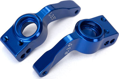 Axle carriers, rear, 6061-T6 aluminum, left & right (blue-anodized)