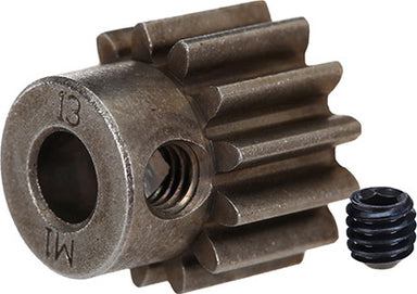 Gear, 13-T pinion (1.0 metric pitch) (fits 5mm shaft)/ set screw (compatible with steel spur gears)