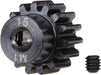 Gear, 15-T pinion (machined) (1.0 metric pitch) (fits 5mm shaft)/ set screw (compatible with steel spur gears)
