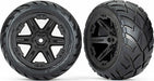 Tires and Wheels, Assembled, Glued (2.8") (Rxt Black Wheels, Anaconda® Tires, Foam Inserts) (2Wd Electric Rear) (2) (Tsm® Rated)