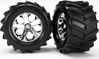 Tires and wheels, assembled, glued 2.8" (All-Star chrome wheels, Maxx tires, foam inserts) (2)