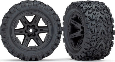 Tires & wheels, assembled, glued (2.8") (RXT black wheels, Talon EXT tires, foam inserts) (2WD electric rear) (2) (TSM® rated)